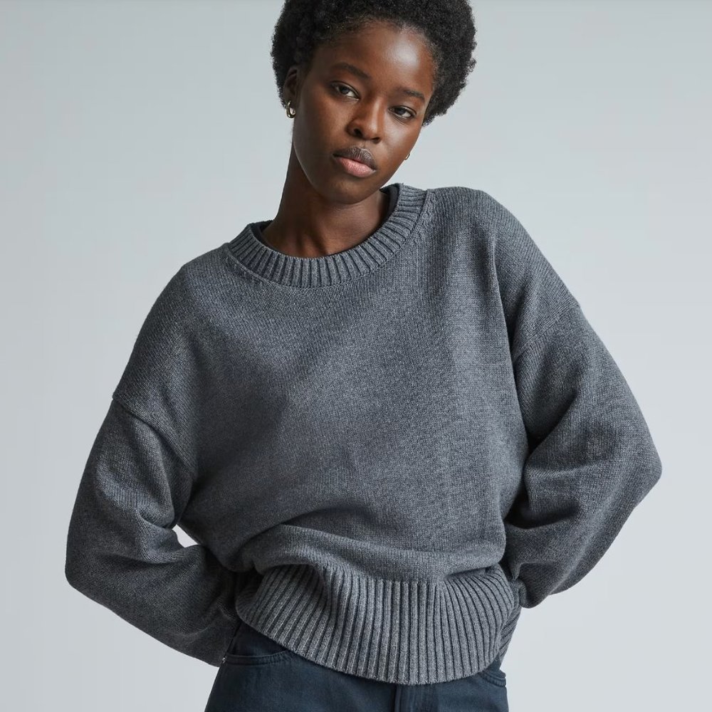 The Organic Cotton Crew Sweater, light grey